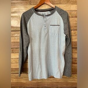 Alexander Julian Mens Blue/Gray Long Sleeve Henley 1/4 Button Front Size: Medium